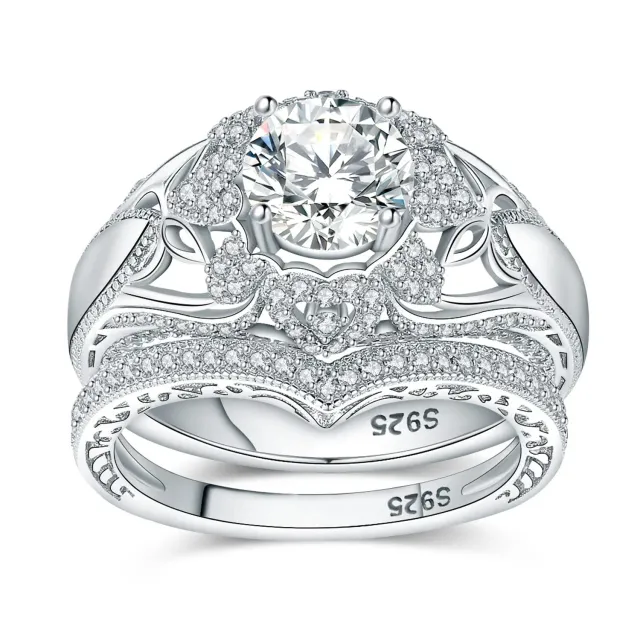 JewelryPalace Vintage Halo Farfalla anello argento zirconia