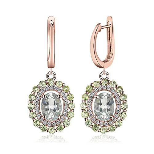 JewelryPalace Peridoto Halo orecchini oro rosa 1.4ct