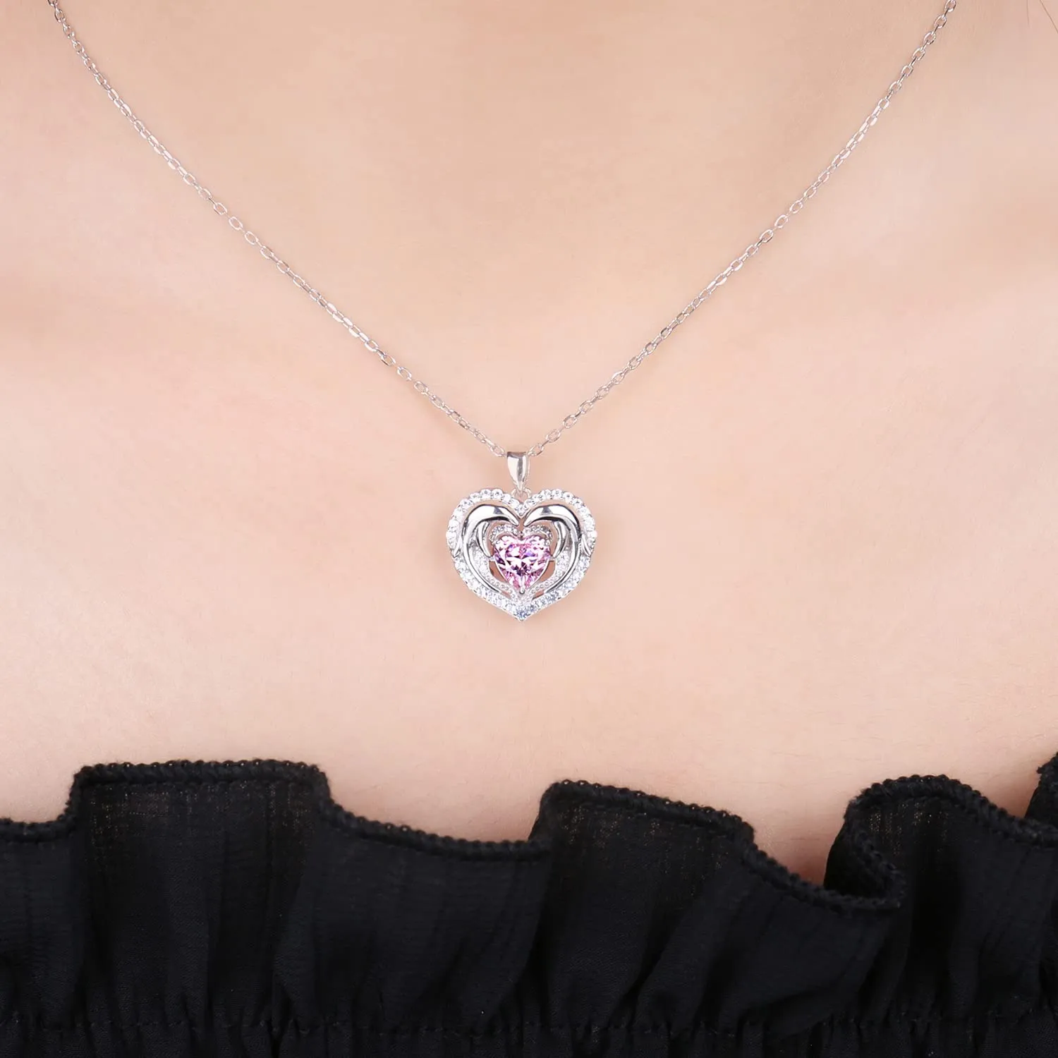 JewelryPalace Delfino 2ct Collana Argento Rosa 45cm