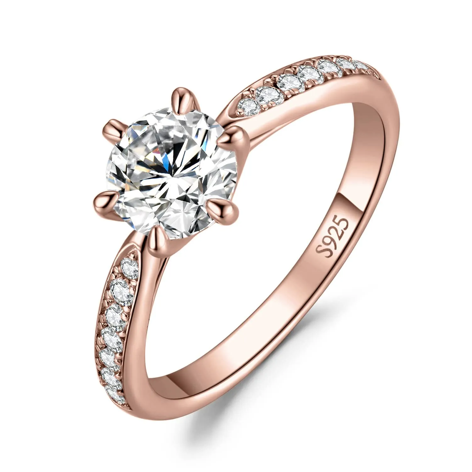 JewelryPalace Classico Solitario Anello Argento 925 zirconia 1ct