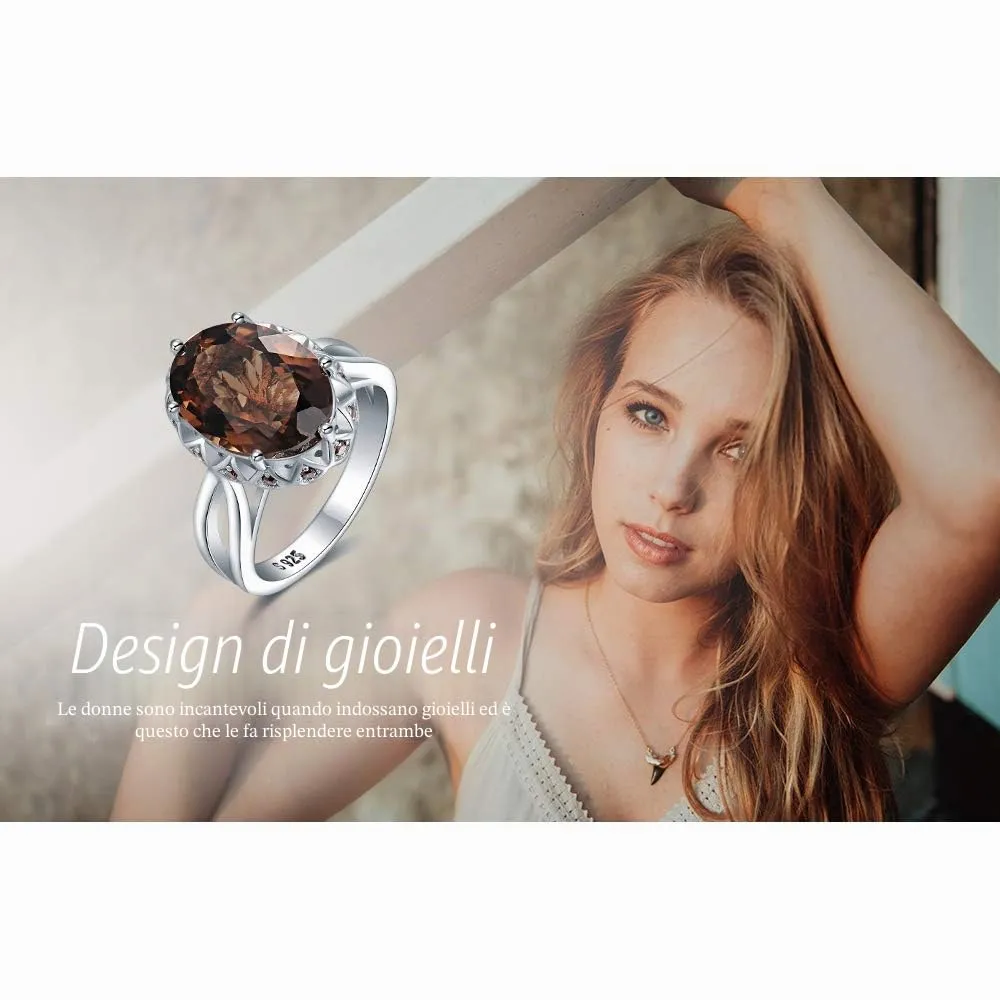JewelryPalace 5.7ct Ovale anello argento quarzo fume