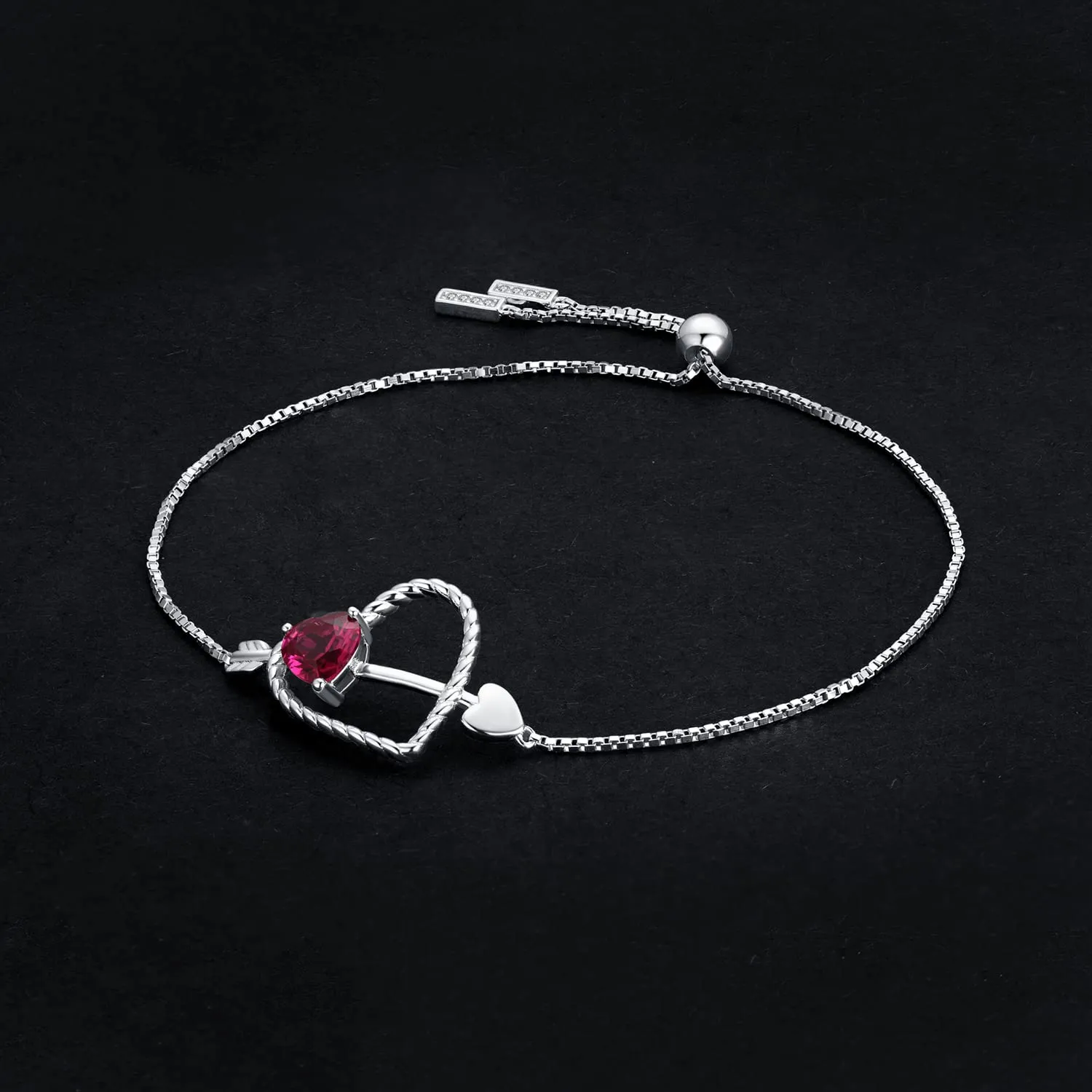 JewelryPalace Cuore Rosso 0.9ct Bracciale Argento