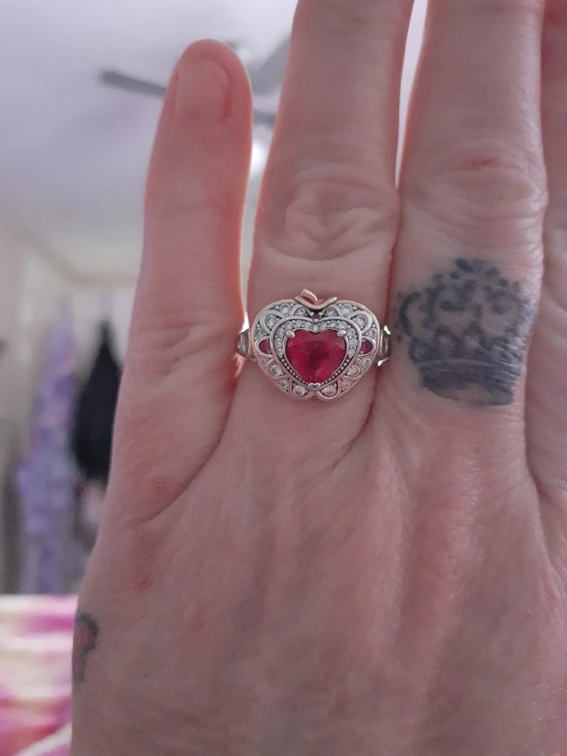 JewelryPalace Mela Anello Cuore Argento 925 Rubino 0.5ct
