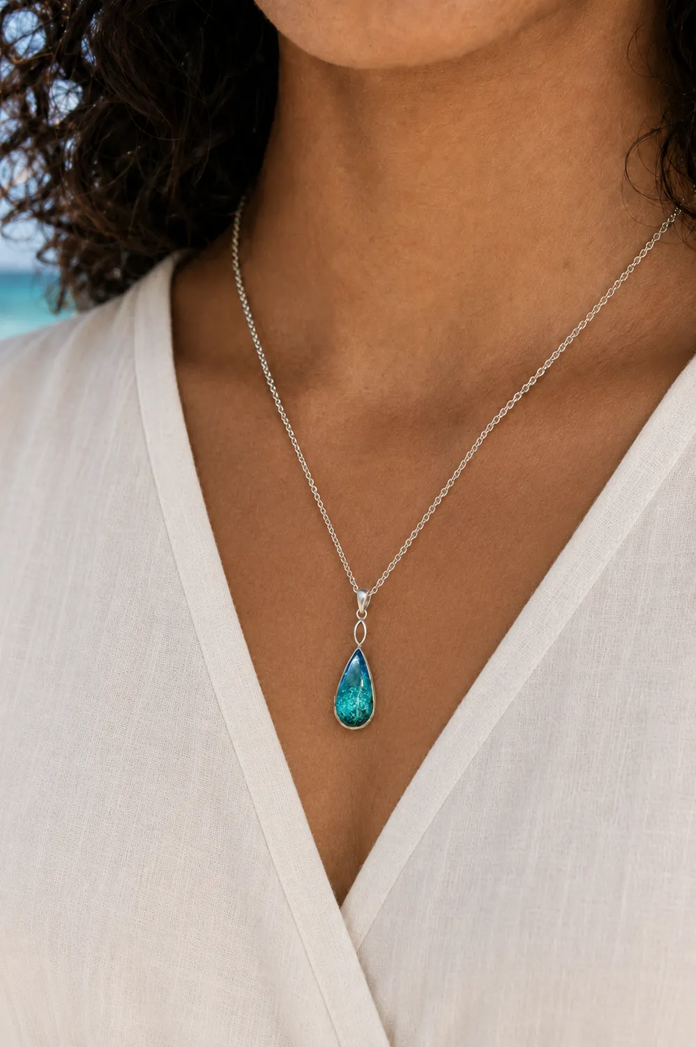 Victoria Jane Amazonite Ocean Drop pendente argento goccia