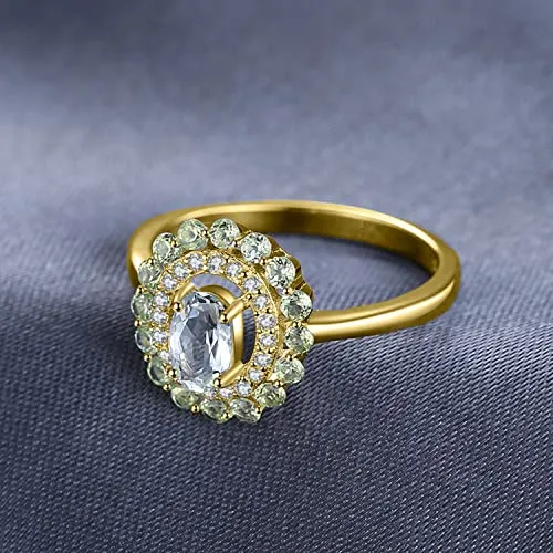 JewelryPalace Halo Anello Ametista Verde Rodiato Argento