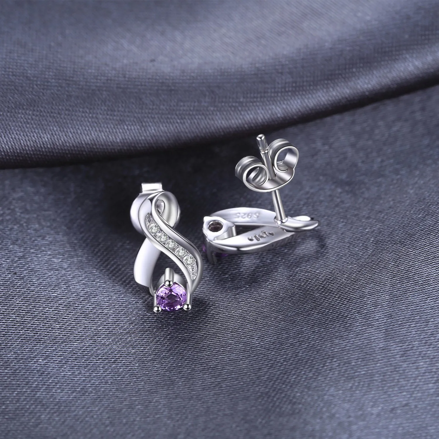 JewelryPalace Infinito Orecchini Argento Ametista Viola 0.29ct