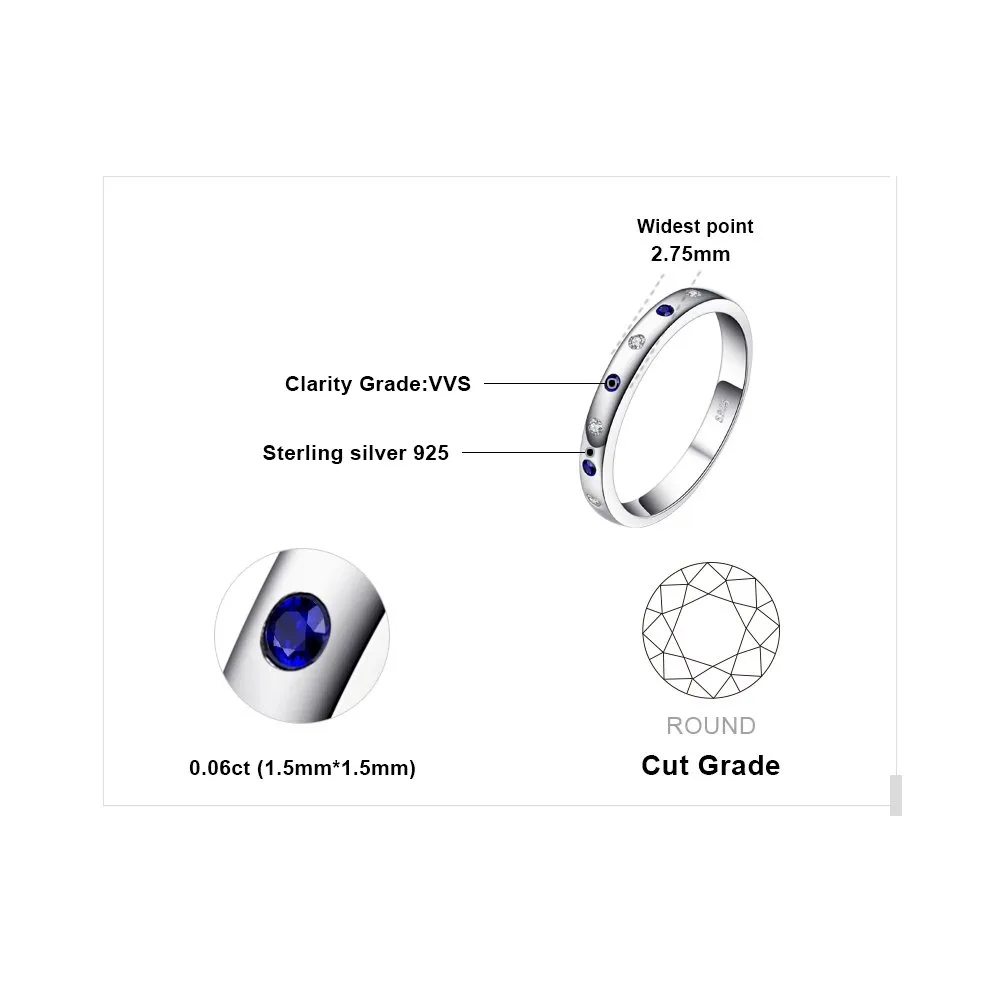 JewelryPalace Classico Fede Argento Zaffiro Blu Sintetico