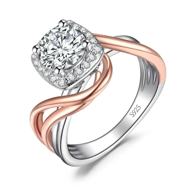 JewelryPalace Anello Infinito Moissanite Argento Oro Rosa