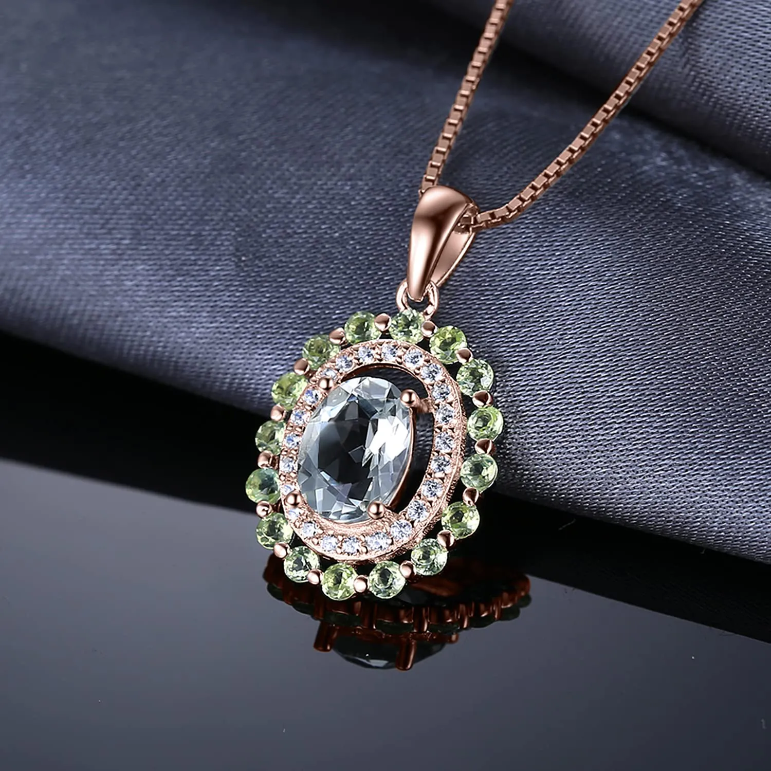 JewelryPalace Ametista Verde collana argento ovale 2ct catena 45cm