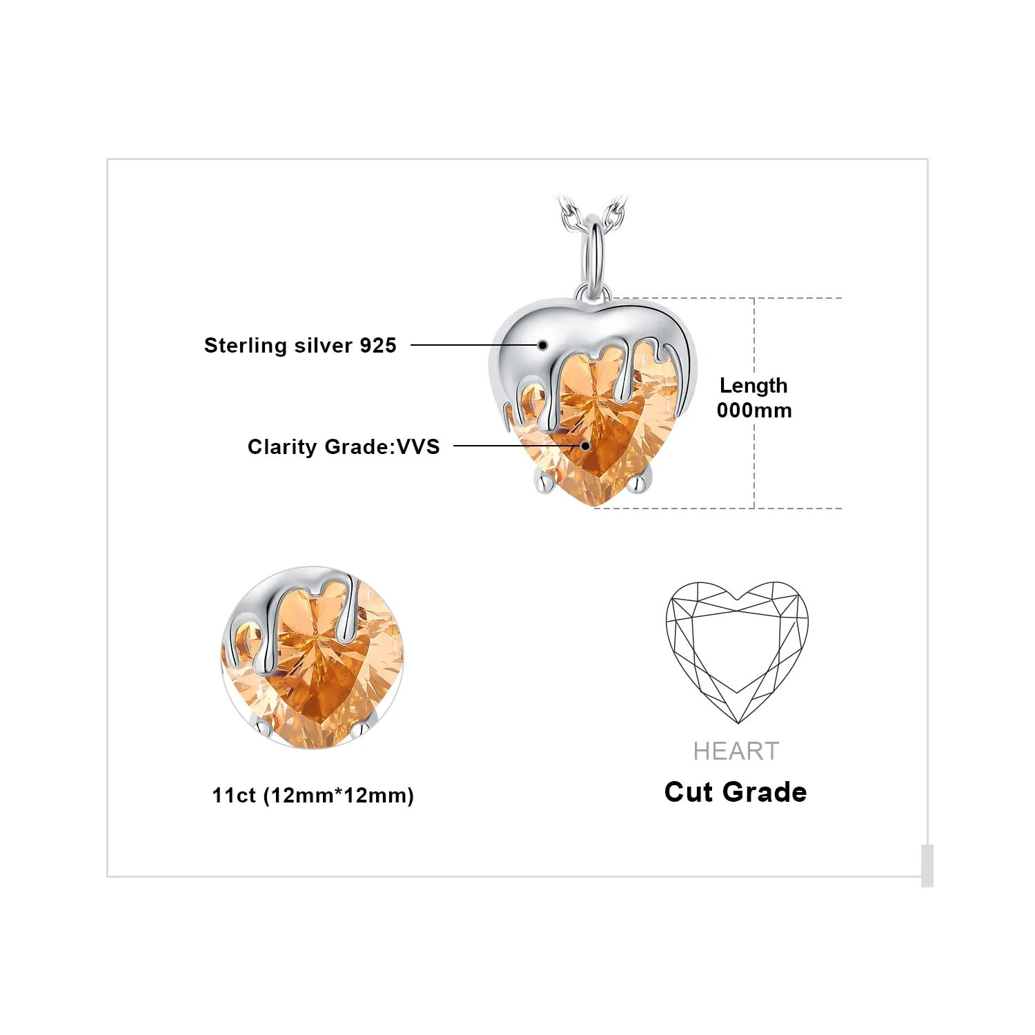 JewelryPalace Ape 11ct Collana Argento Arancione 45cm