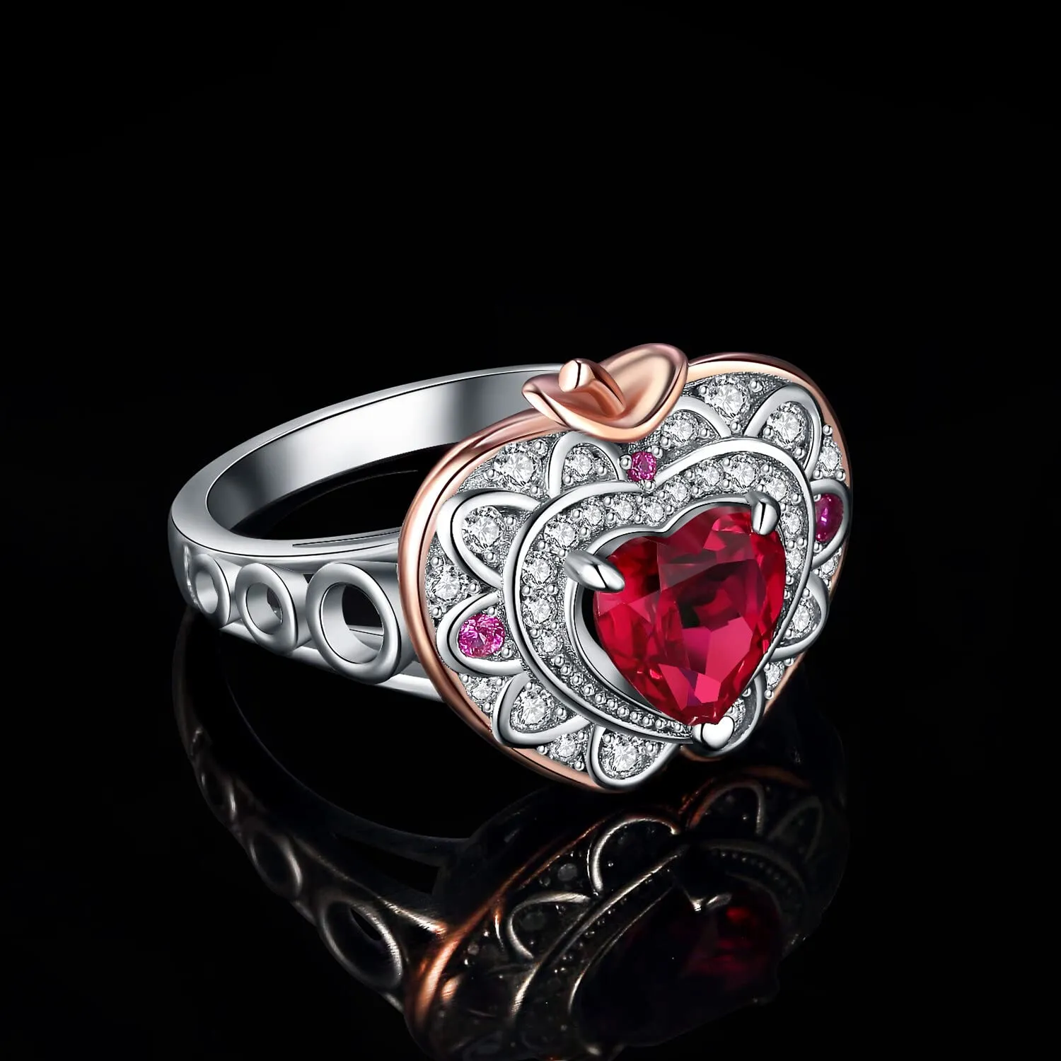 JewelryPalace Mela Anello Cuore Argento 925 Rubino 0.5ct