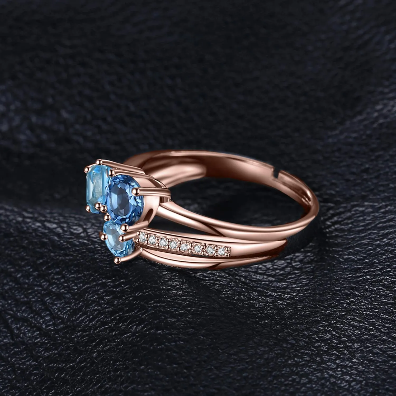JewelryPalace Tre Pietre anello argento 925 topazio blu
