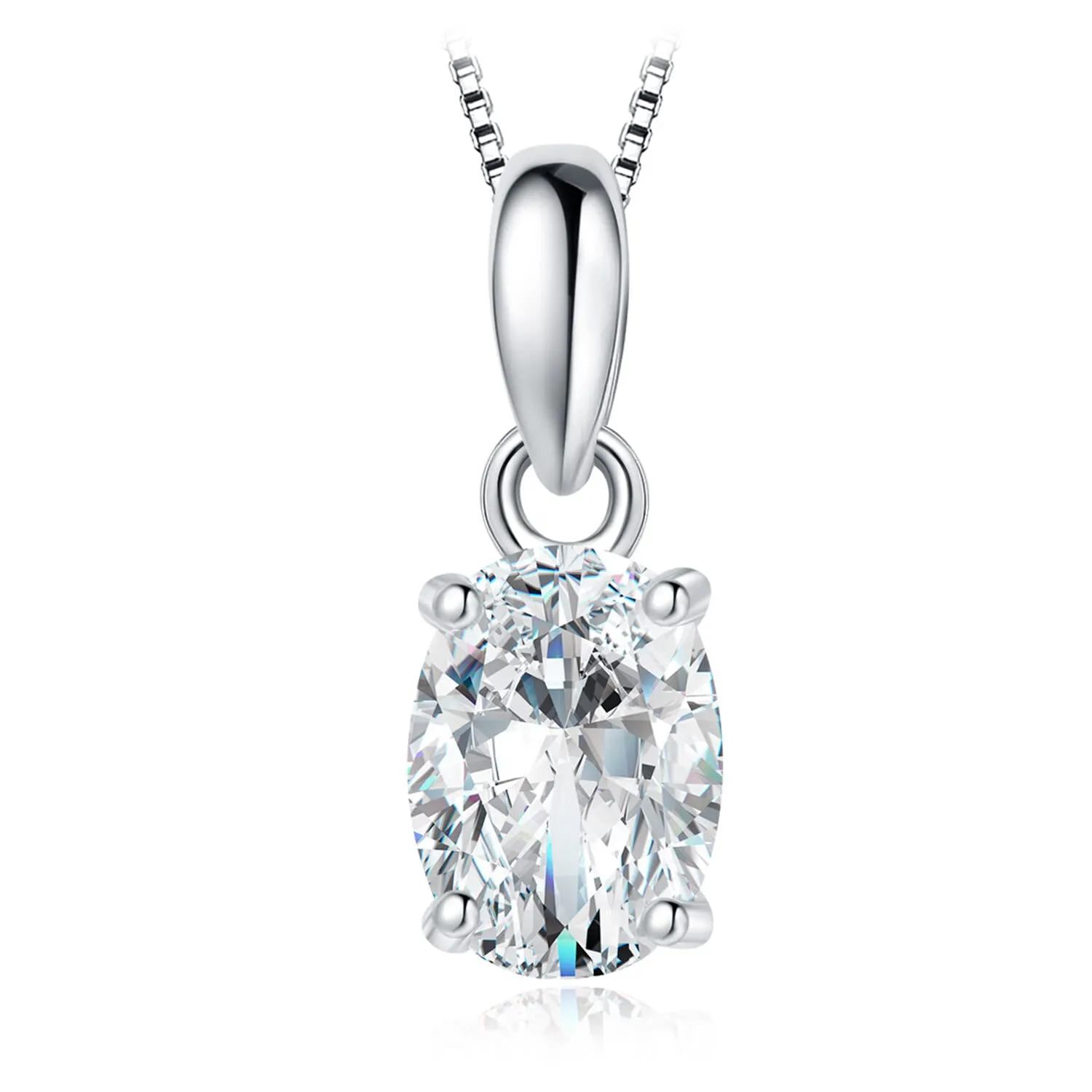 JewelryPalace Solitario Collana Argento 925 Zirconia 2ct Ovale