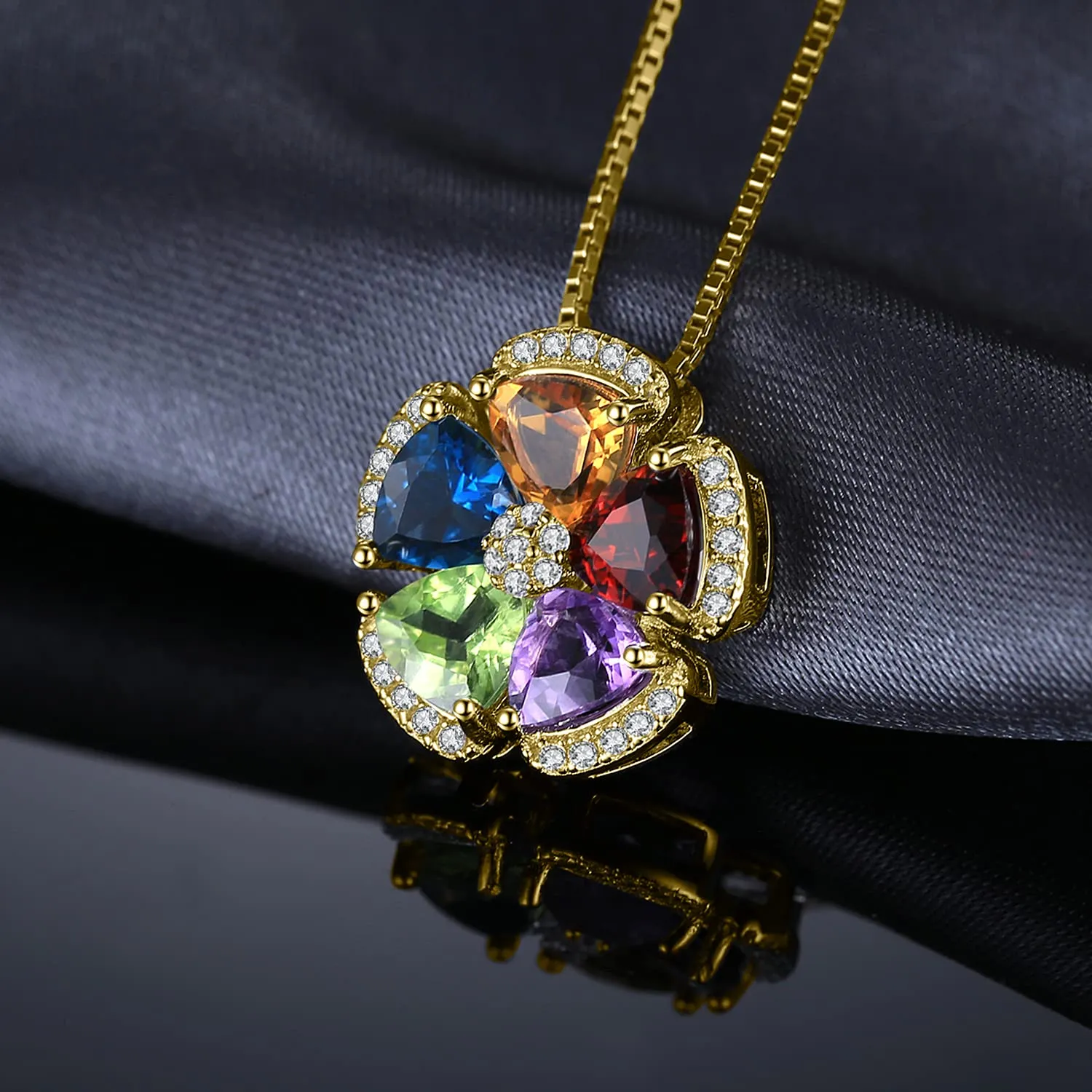 JewelryPalace Fiore collana argento pietre naturali oro giallo 45cm