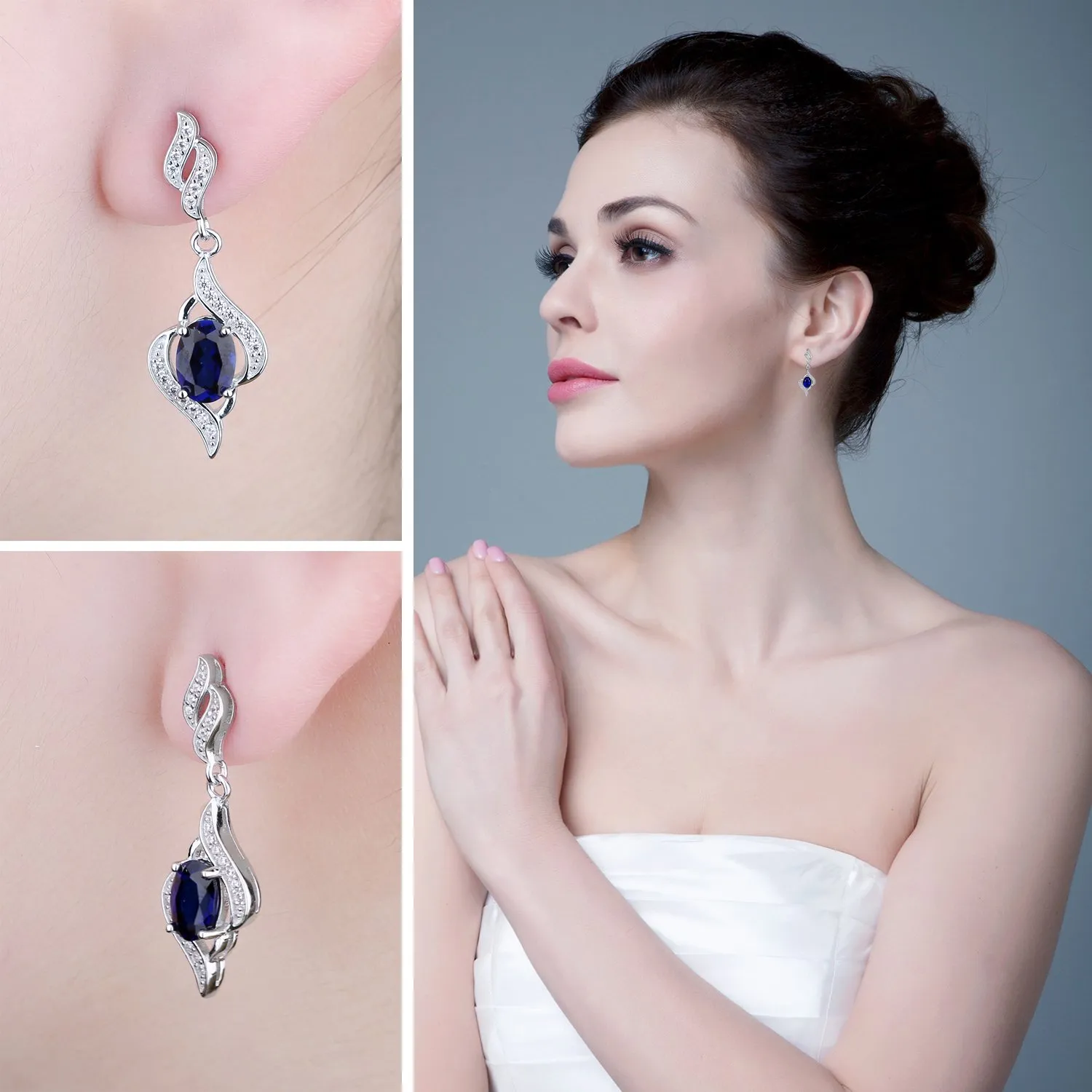 JewelryPalace 2.2ct Zaffiro Orecchini Pendenti Argento Pietra Blu