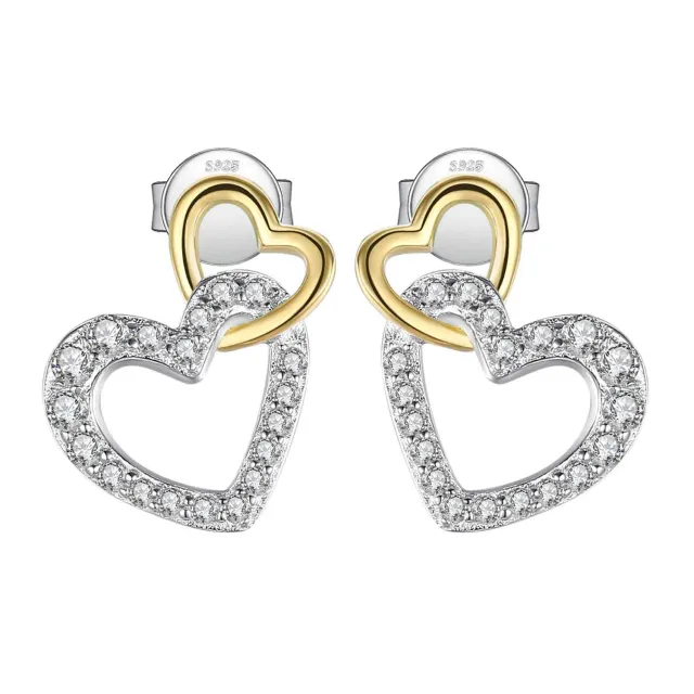 JewelryPalace Cuore Orecchini argento 925 dorati zirconia