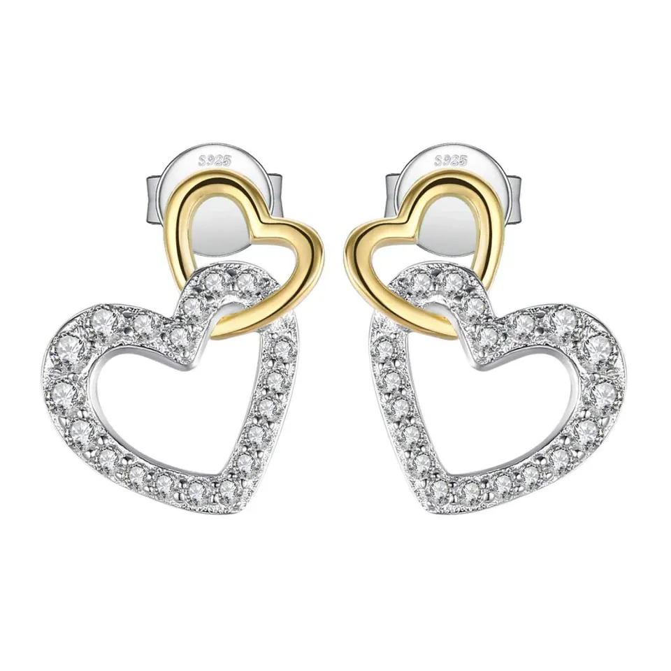 JewelryPalace Cuore Orecchini argento 925 dorati zirconia