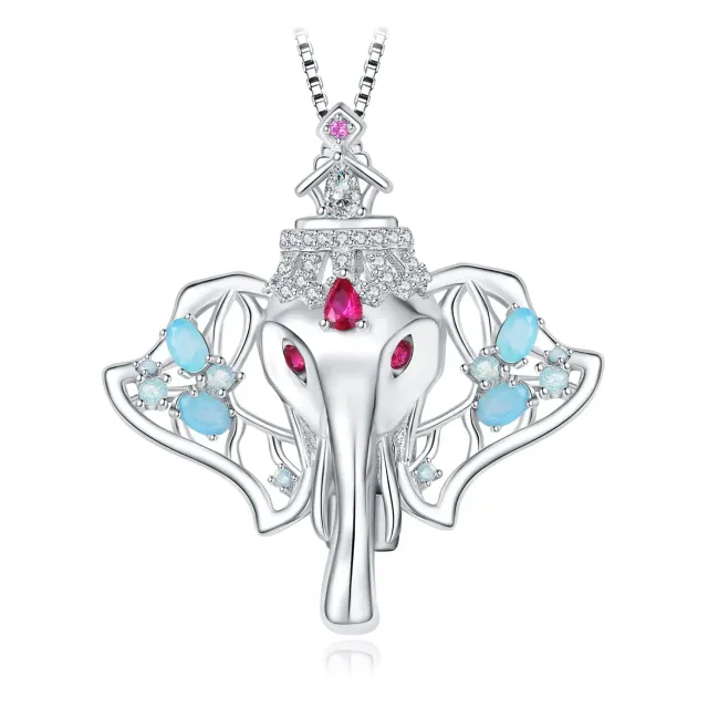 JewelryPalace Elefante 0.6ct Collana Argento Rubino Rosso 45cm
