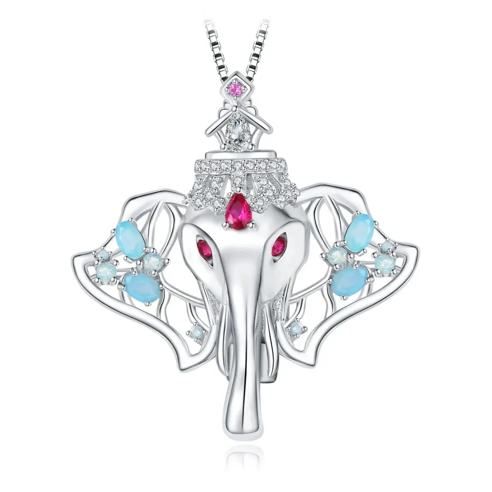 JewelryPalace Elefante 0.6ct Collana Argento Rubino Rosso 45cm