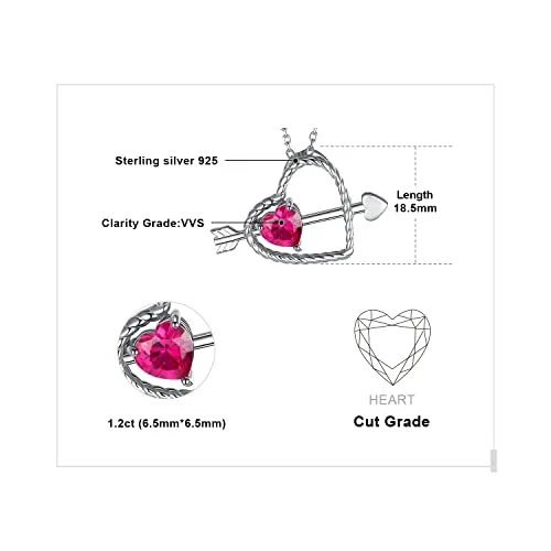 JewelryPalace Cuore 1ct collana argento 925 zirconia rossa