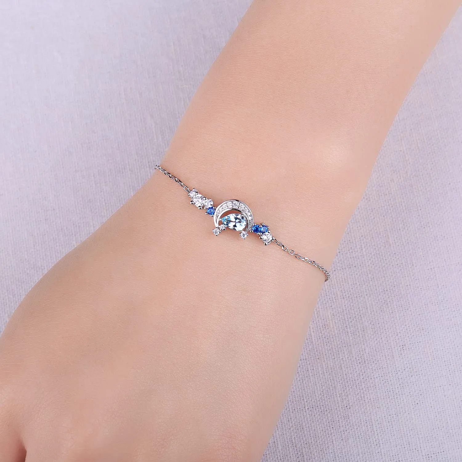 JewelryPalace Luna Stella Bracciale Argento 925 Topazio Blu