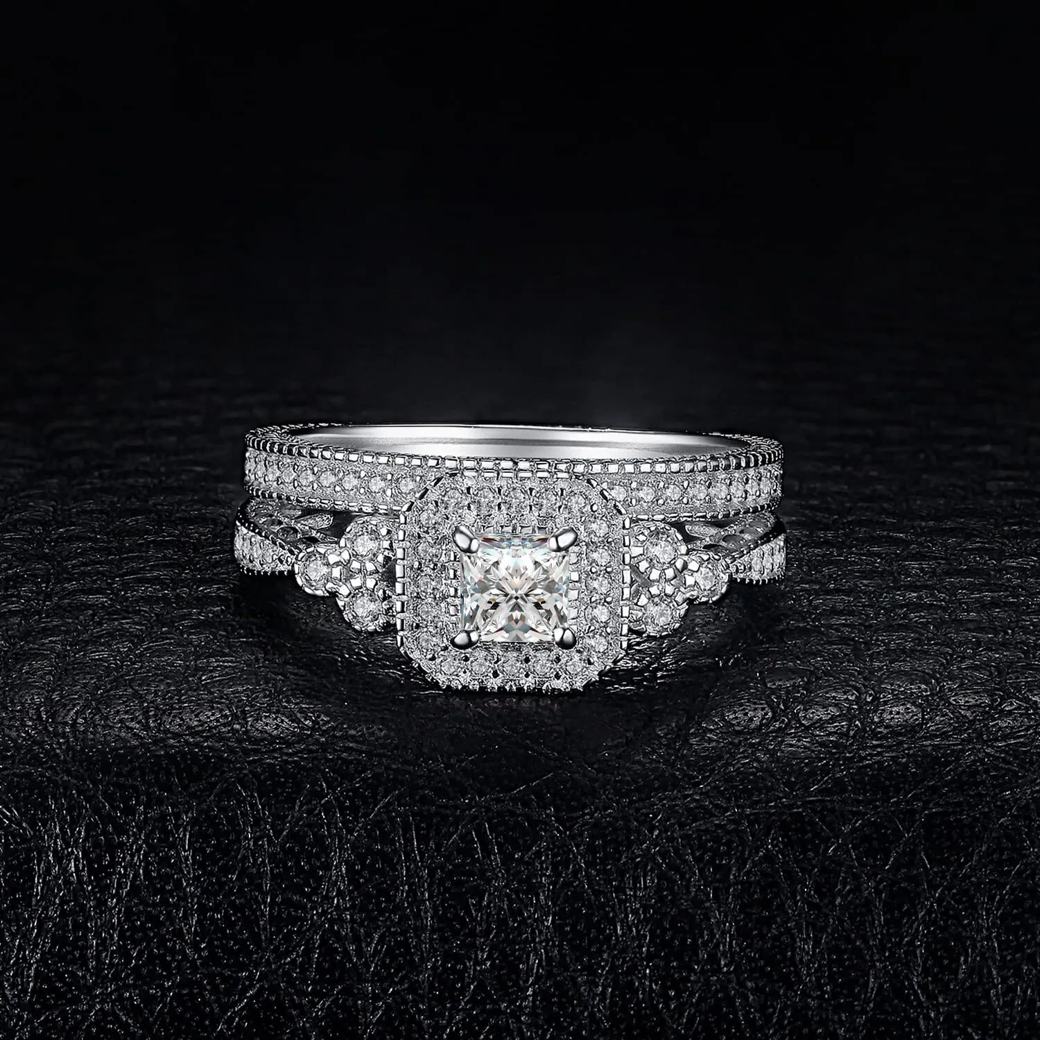 JewelryPalace Halo 1ct taglio principessa anello argento