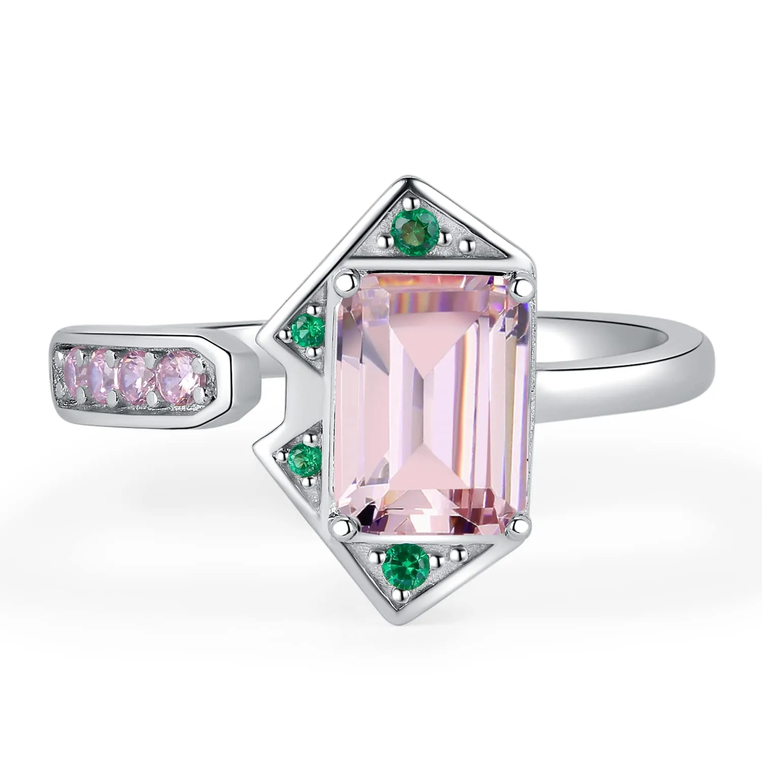 JewelryPalace Art Deco anello argento zirconia rosa regolabile