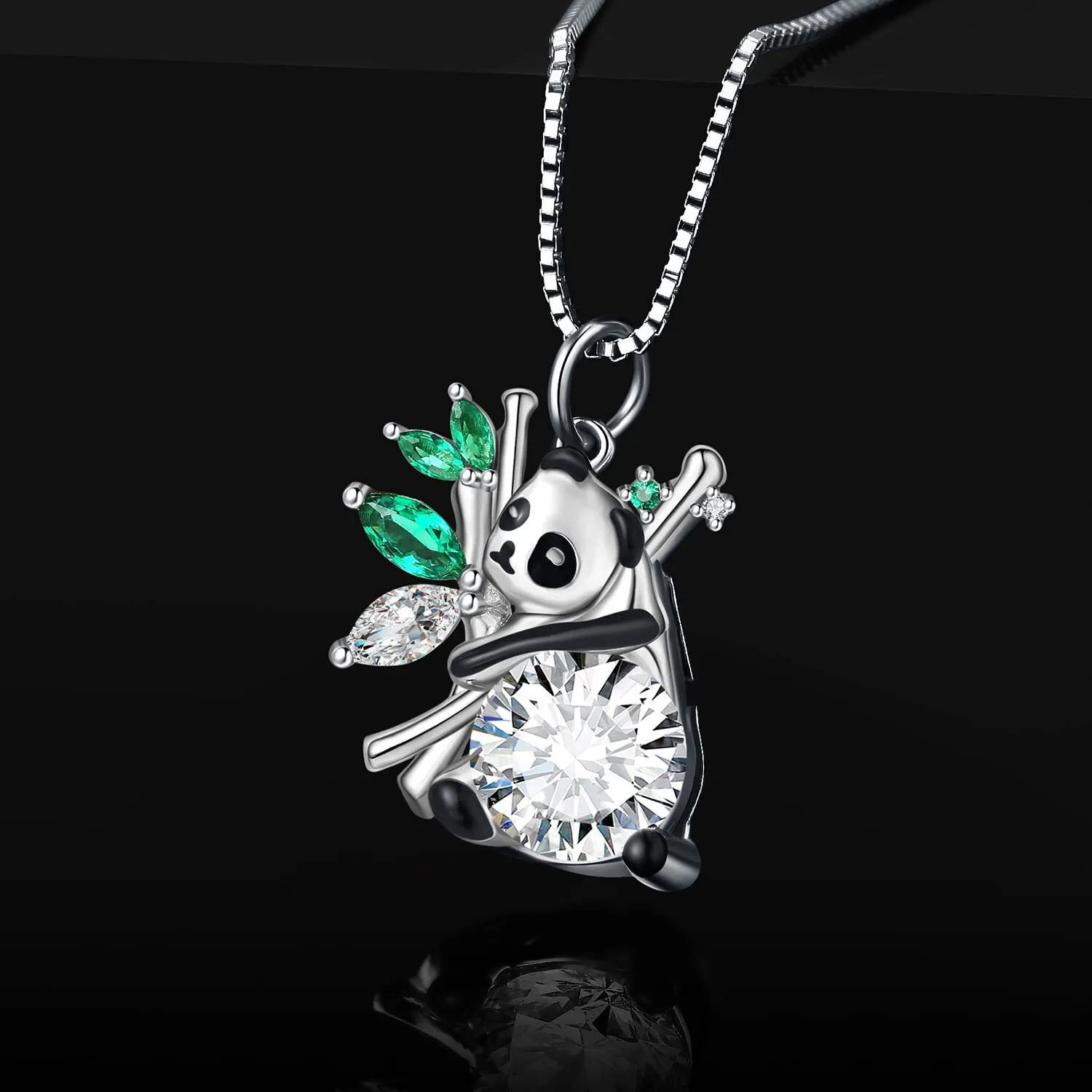 JewelryPalace Panda Bambu collana smeraldo verde 45 cm