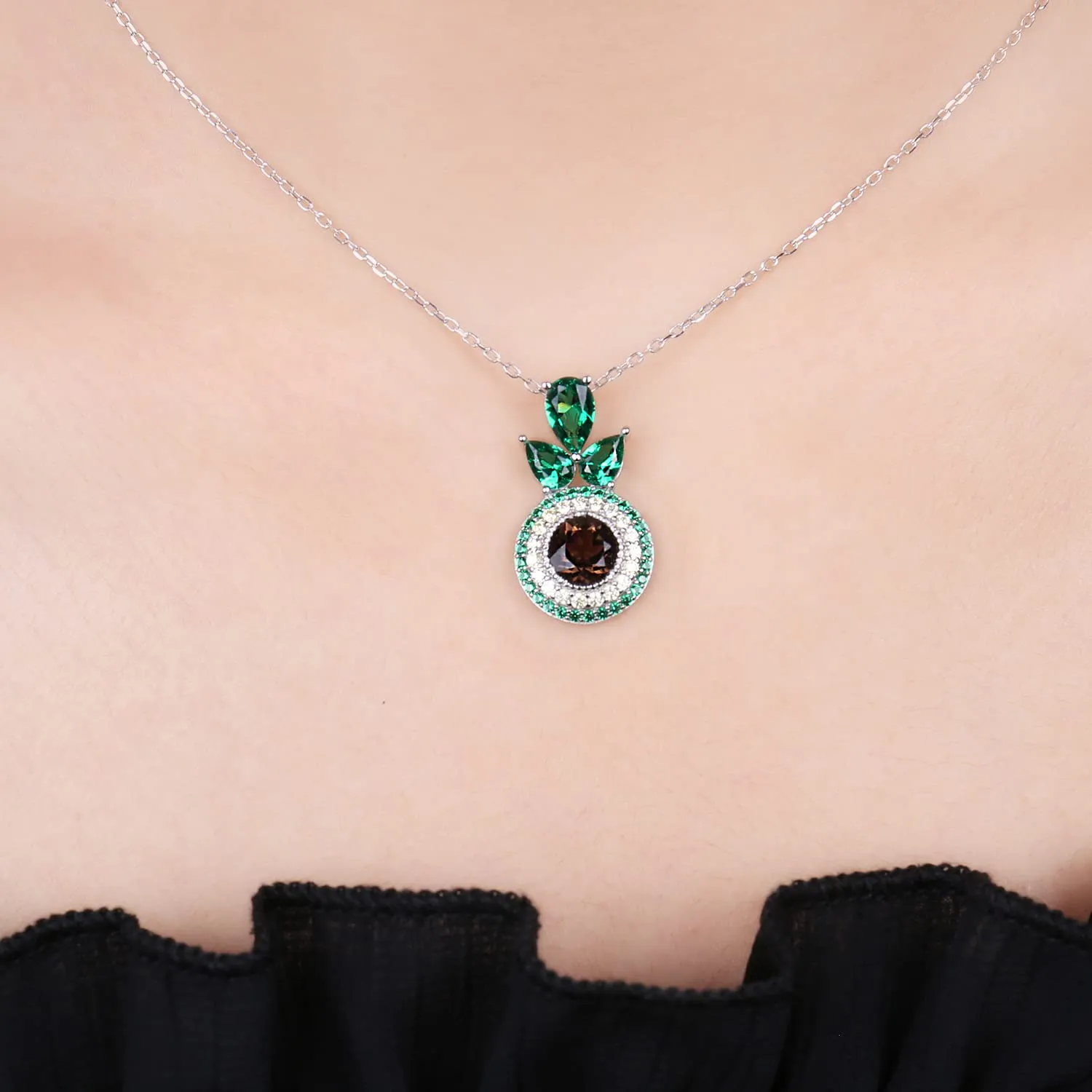 JewelryPalace Avocado 4ct Collana Argento Pera Verde 45cm
