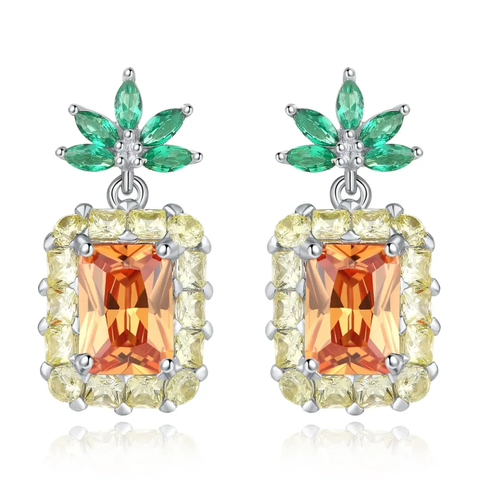 JewelryPalace Ananas Orecchini Argento Zirconia Gialla 5.9ct
