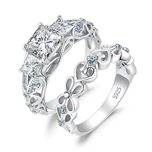 JewelryPalace Vintage Halo Anello Argento Cuore Zirconia