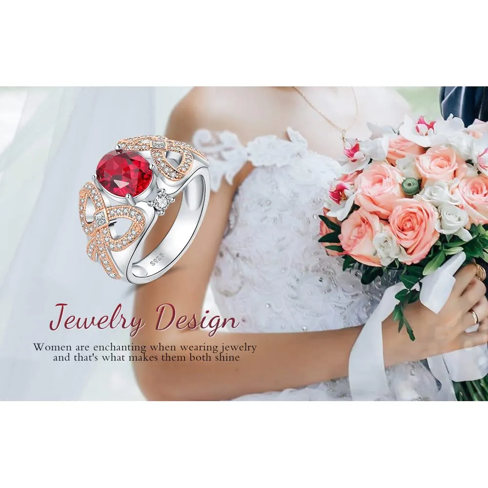 JewelryPalace Art Deco 2.4ct anello argento rubino ovale