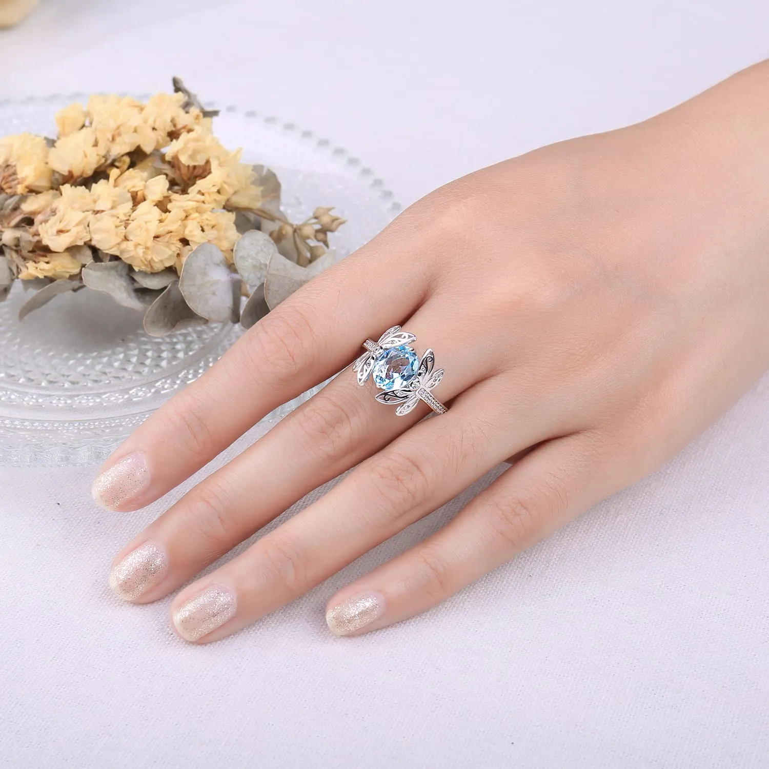 JewelryPalace 3.6ct Libellula anello argento 925 topazio