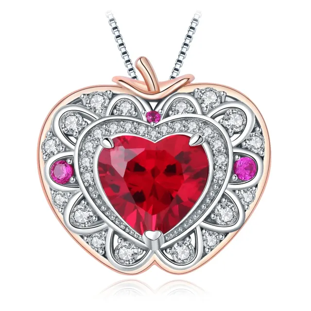 JewelryPalace Mela 1ct Collana Oro Rosa Rubino Cuore 45cm
