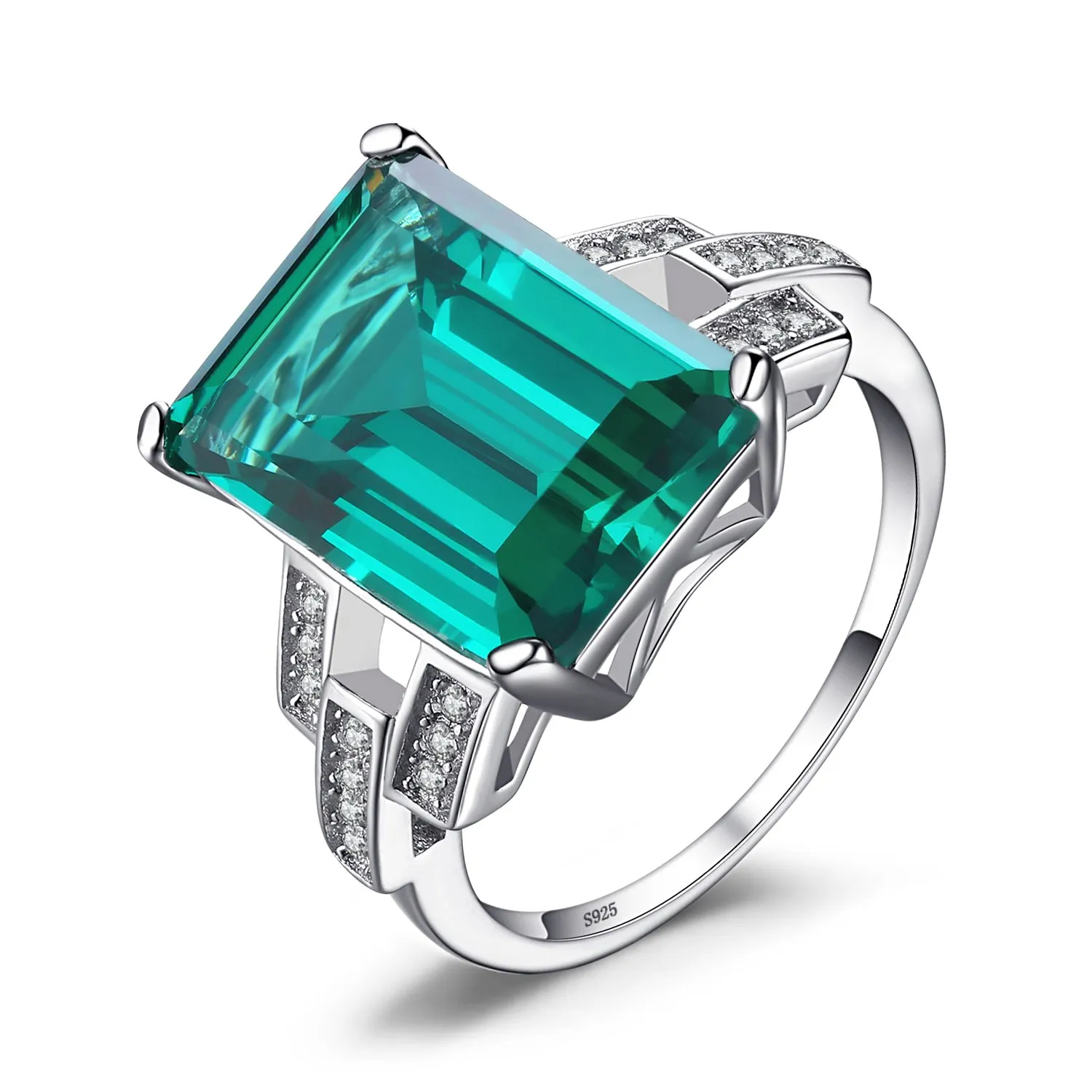JewelryPalace 5.9ct Smeraldo Anello Cocktail Argento