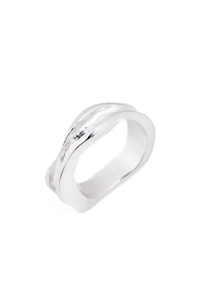 Flor Rubaja Wave Sea anello argento ossidato organico