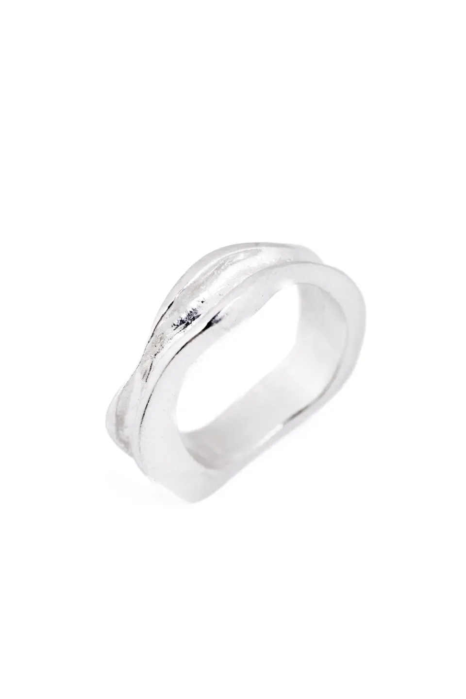Flor Rubaja Wave Sea anello argento ossidato organico