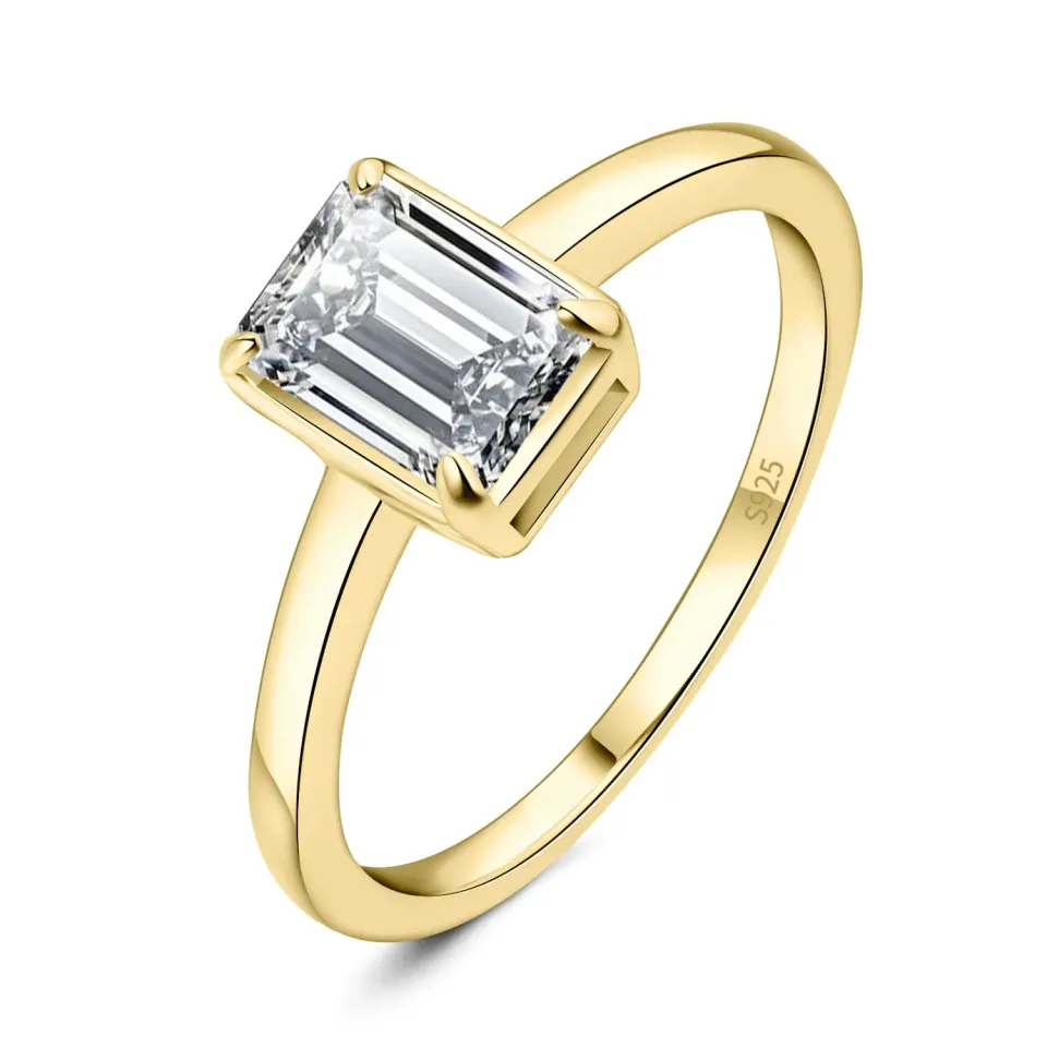 JewelryPalace Solitario Anello Argento Moissanite Smeraldo Mis.18.5