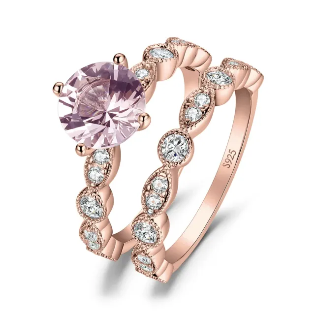 JewelryPalace Vintage Halo anello morganite rosa argento 925