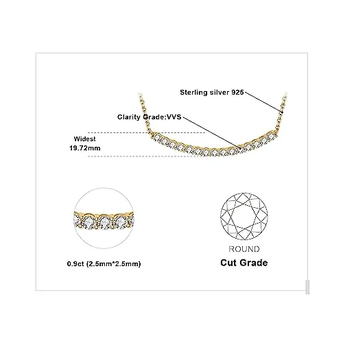 JewelryPalace Collana Argento 925 Moissanite Rotonda 45cm