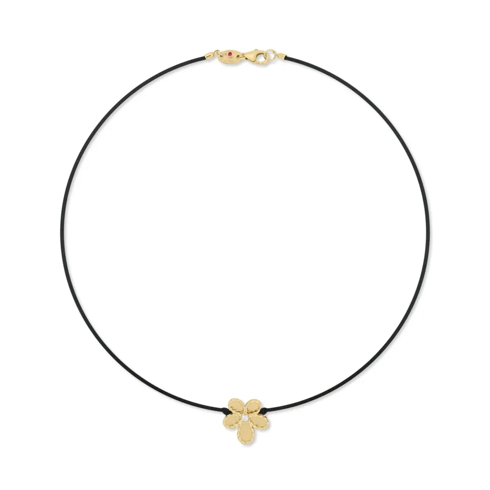 Roberto Coin Jasmine collana cotone seta oro giallo diamante