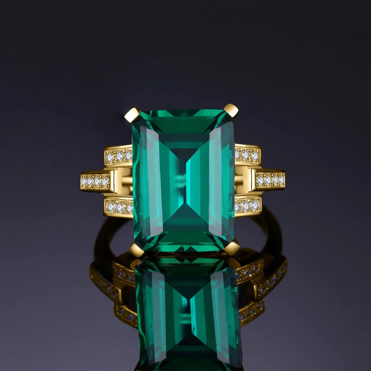 JewelryPalace 5.9ct Smeraldo Anello Cocktail Argento