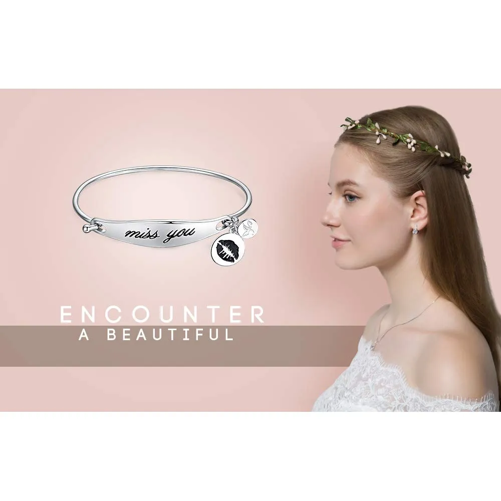 JewelryPalace Miss You Dangle Lip Kiss bracciale argento 925 sigillo