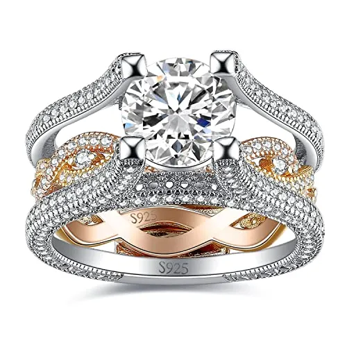 JewelryPalace Halo Infinito fede argento oro rosa zirconia