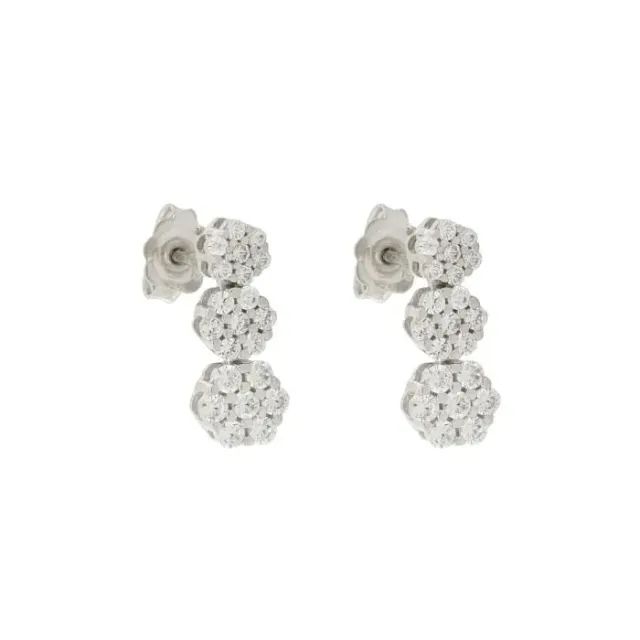 Gioielli Celiento 3 Fiori orecchini oro bianco 18kt zaffiri