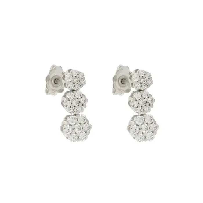 Gioielli Celiento 3 Fiori orecchini oro bianco 18kt zaffiri
