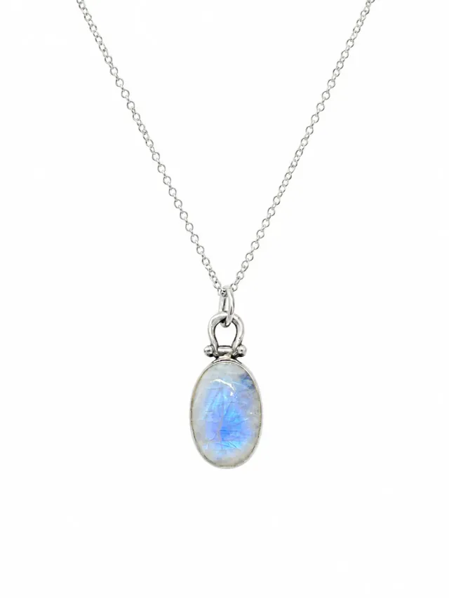 Victoria Jane Oval Moonstone Cabochon ciondolo argento