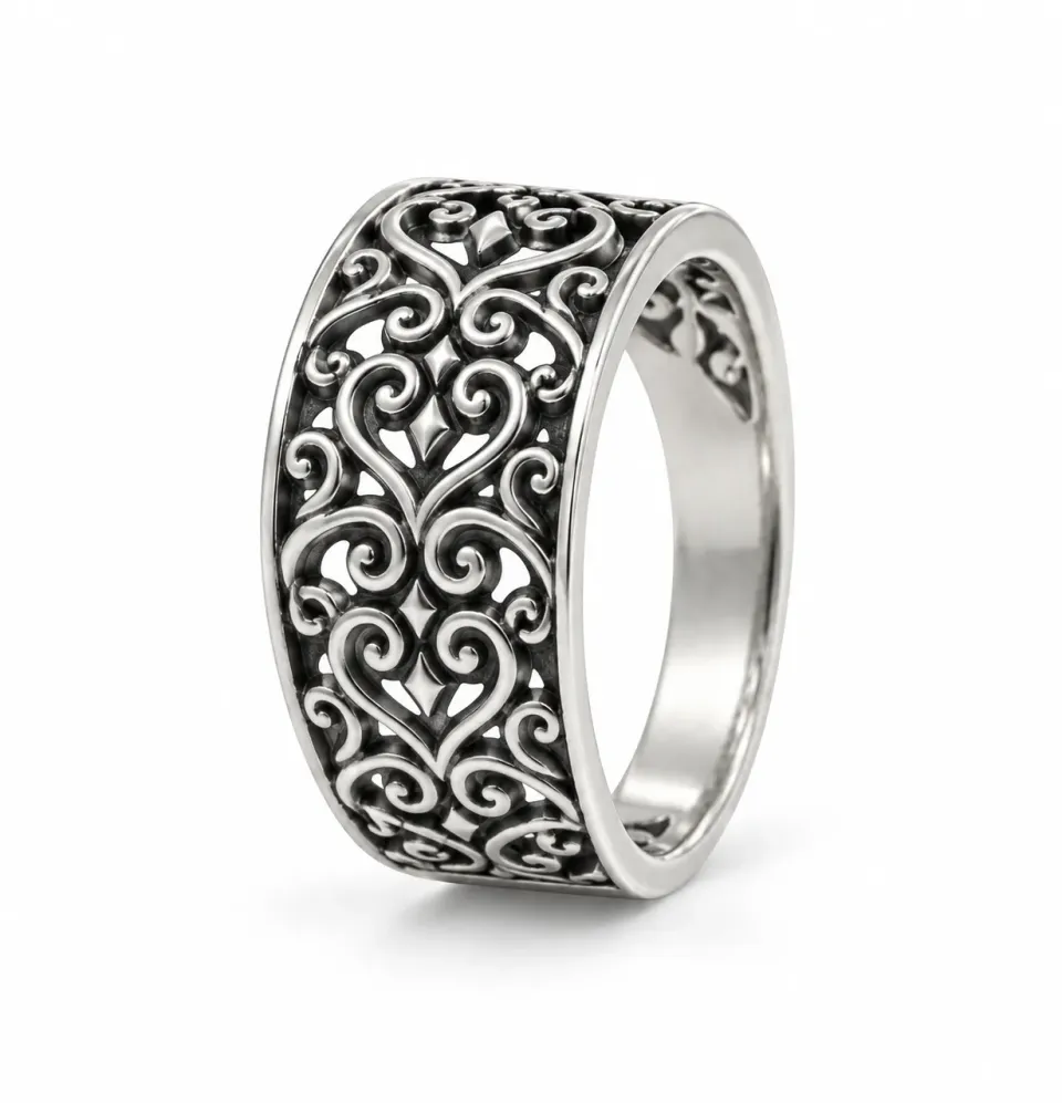 Victoria Jane Heart anello argento traforato cuori