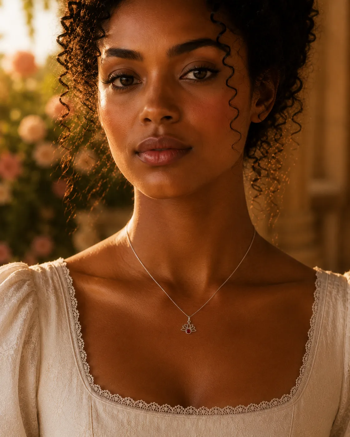 Victoria Jane Lotus collana rubino argento sterling