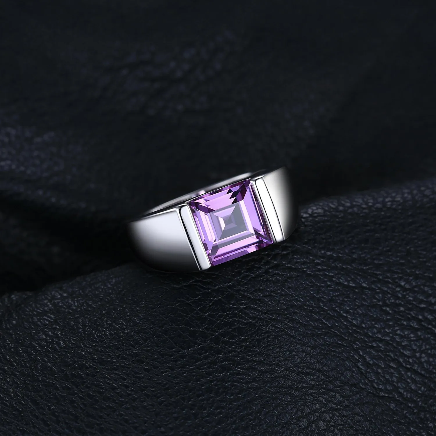 JewelryPalace Anello Uomo Argento 3.3ct Zaffiro Blu Quadrato